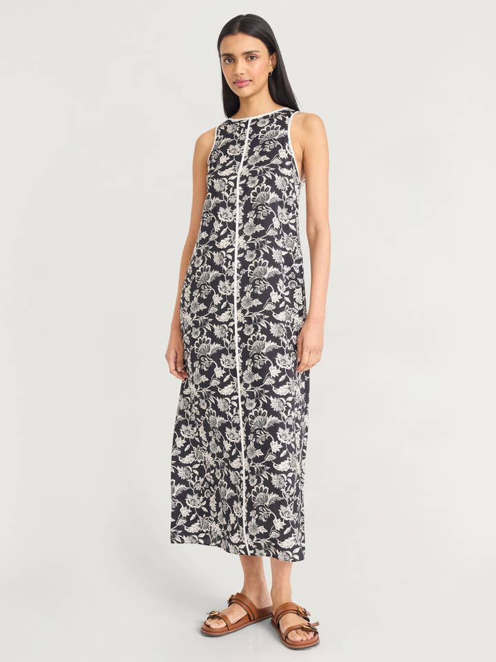 MAXI DRESS WITH CONTRAST PIPING DETAILS for wholesale by Maggy London Group