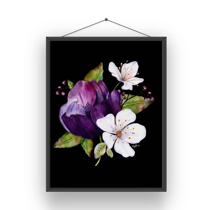 Aguarela Moody Flower Series Impressão artística 001 por atacado de Modera Studio