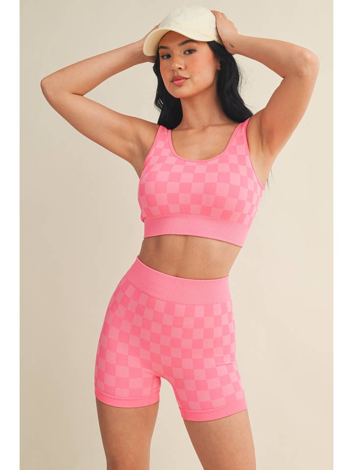 KIMBERLY C - Wholesale Activewear Set - Women's - Checkmate Cropped Two Piece Set41