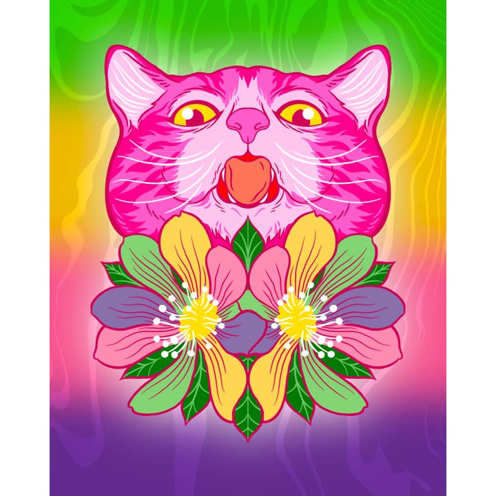 Saphic Flower Kitty Kunstdruck, 8 x 10 für den Großhandel von Cat Champion