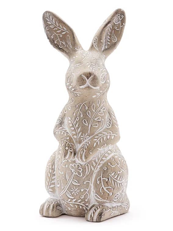 Botanical Etched Rabbit Figurine | Woodland Bunny #17103 for wholesale by Napco