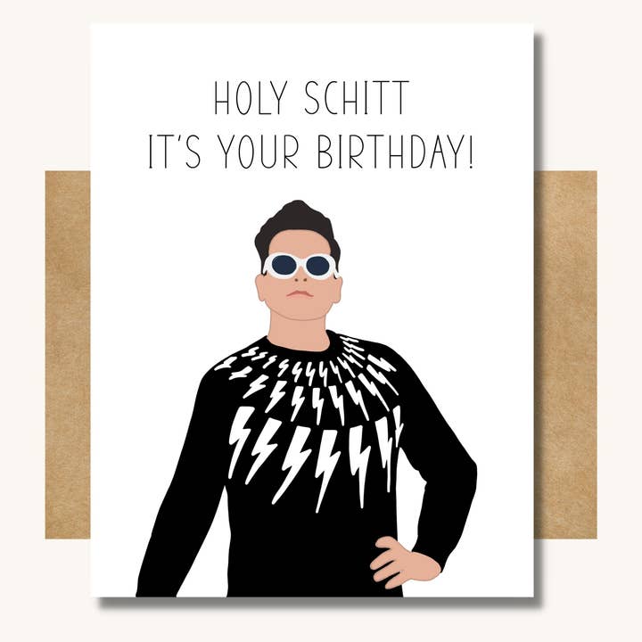 Schitt’s Creek Birthday Card for wholesale by Kelly Scott Design Co