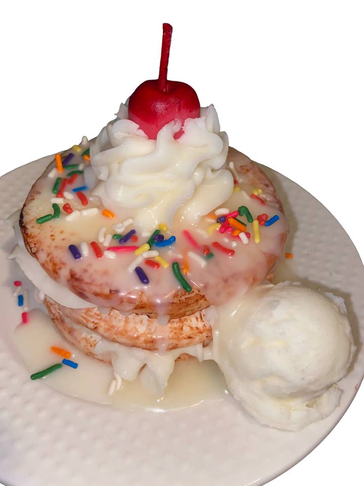 Birthday Cake Pancake Candle for wholesale by Niagara Wax works