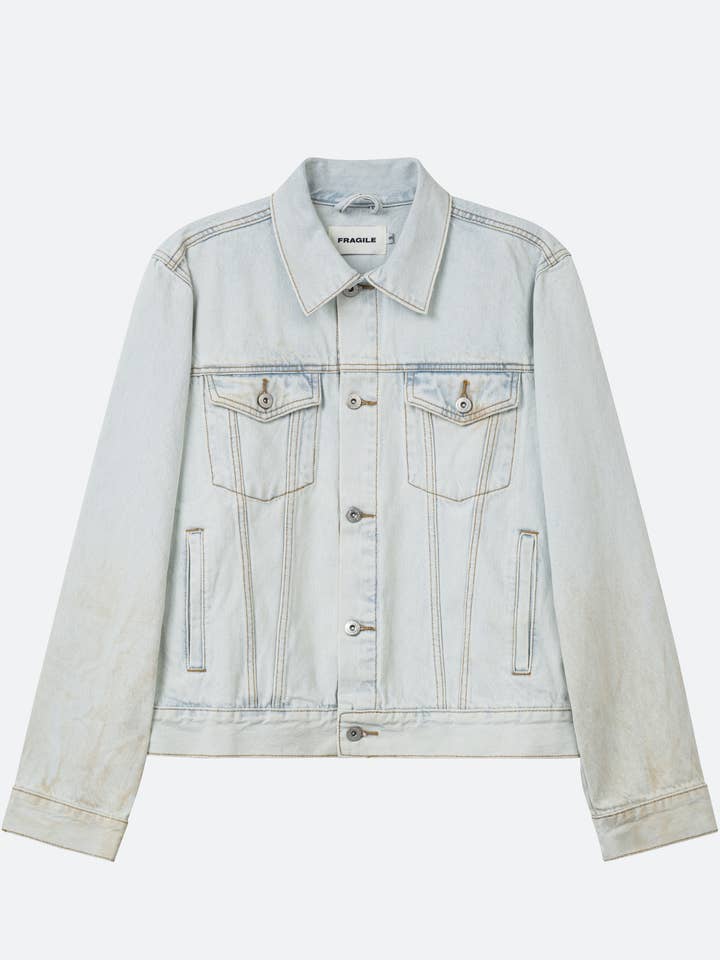 FRAGILE® Dirty Light Blue Denim Jacket for wholesale by FRGL