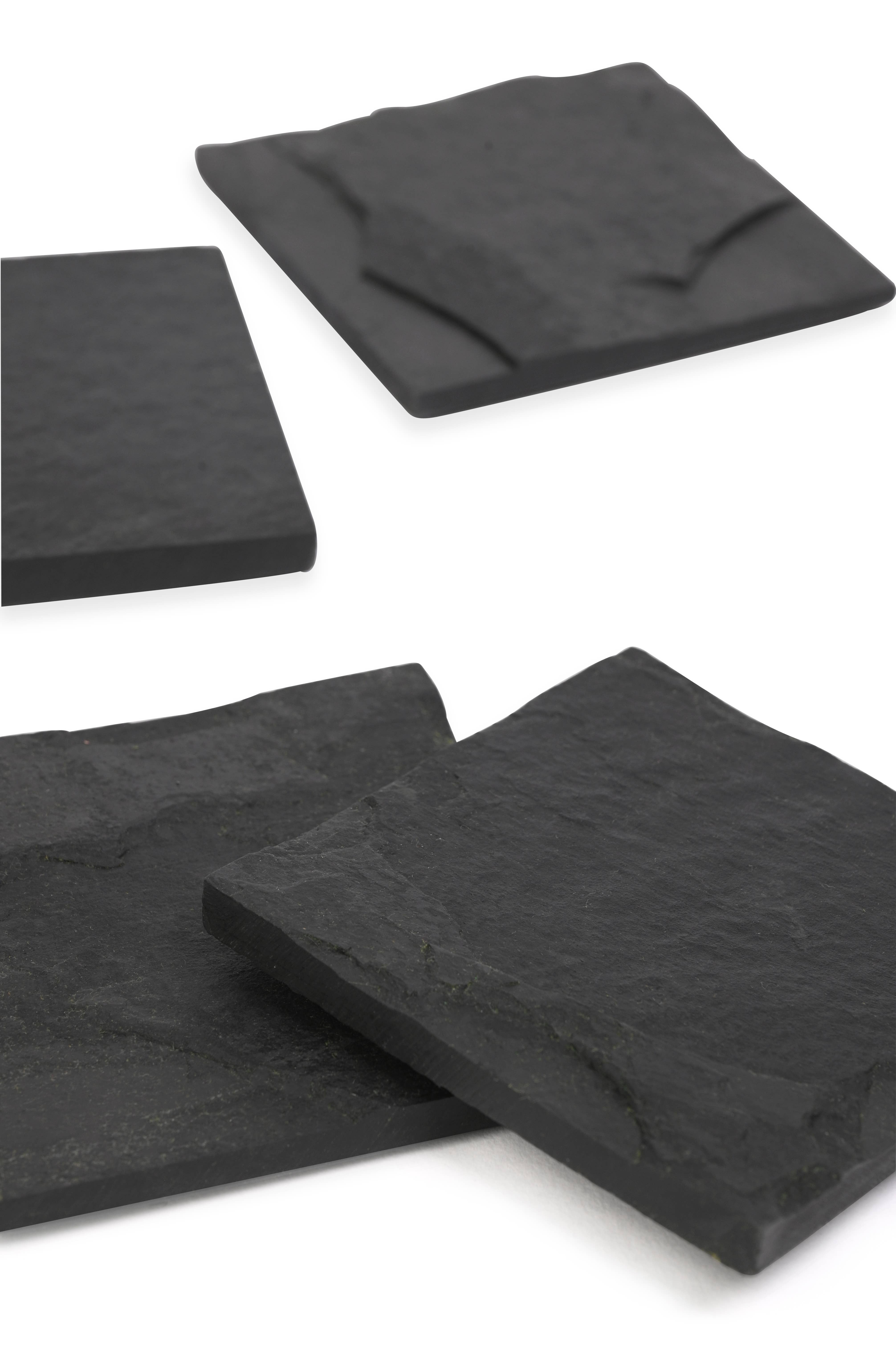 Serein Wellness - Vente Sous-verre - Ensemble de 4 sous-verres ronds et carrés en ardoise noire5