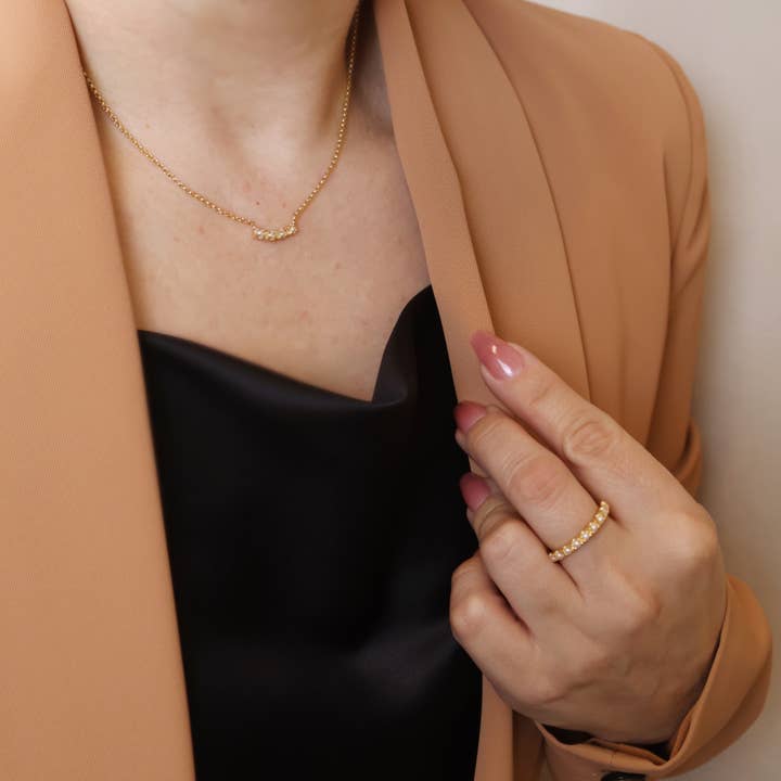 GoldFi - Wholesale Band/Stacked Ring - 18k Gold Filled Fresh Water Pearl Band Ring