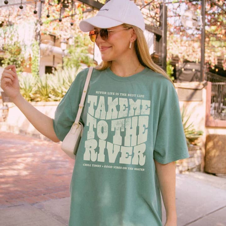 Hey Jude Graphic Tees - Wholesale Screen Printed T-Shirt - Women's - Take Me To The River T Shirt In Ivory3