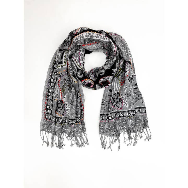 Raj Trading & Imports (USA) Inc. - Wholesale Scarf – Women's - Amanda Thick Stitch Embroidered Scarf Shawl27