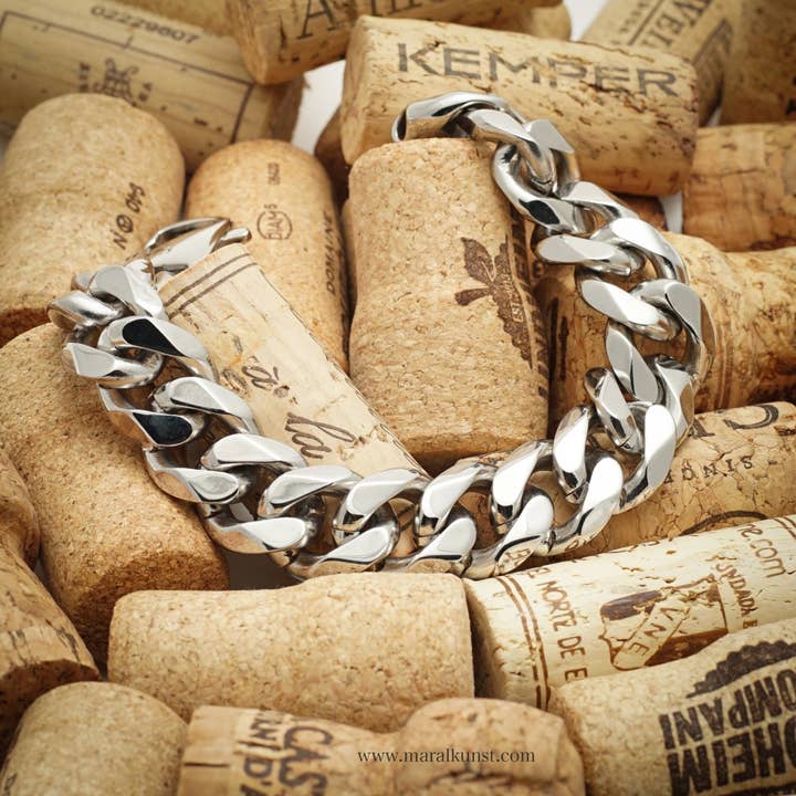 Pulseira grossa com corrente cubana tipo curb por atacado de Maral Kunst