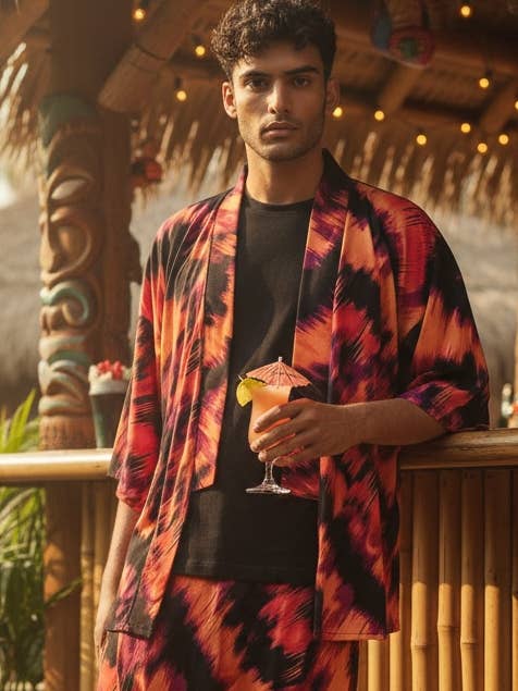 Fireside Jersey Printed Kimono (Top Only) for wholesale by Culture And Fate