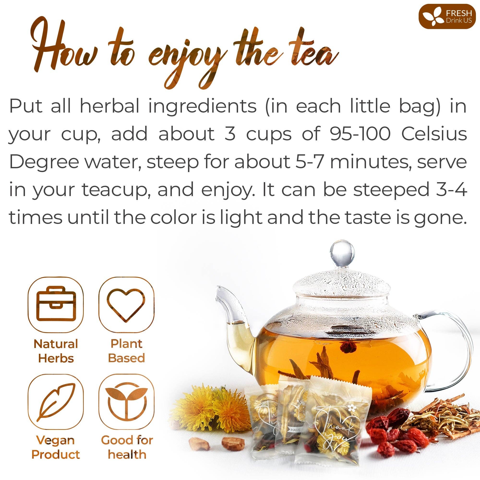 Naomi's Happy Place Shop – wholesale Health/detox tea – Dandelion Wolfberry Tea, 7 Herbal Ingredients7