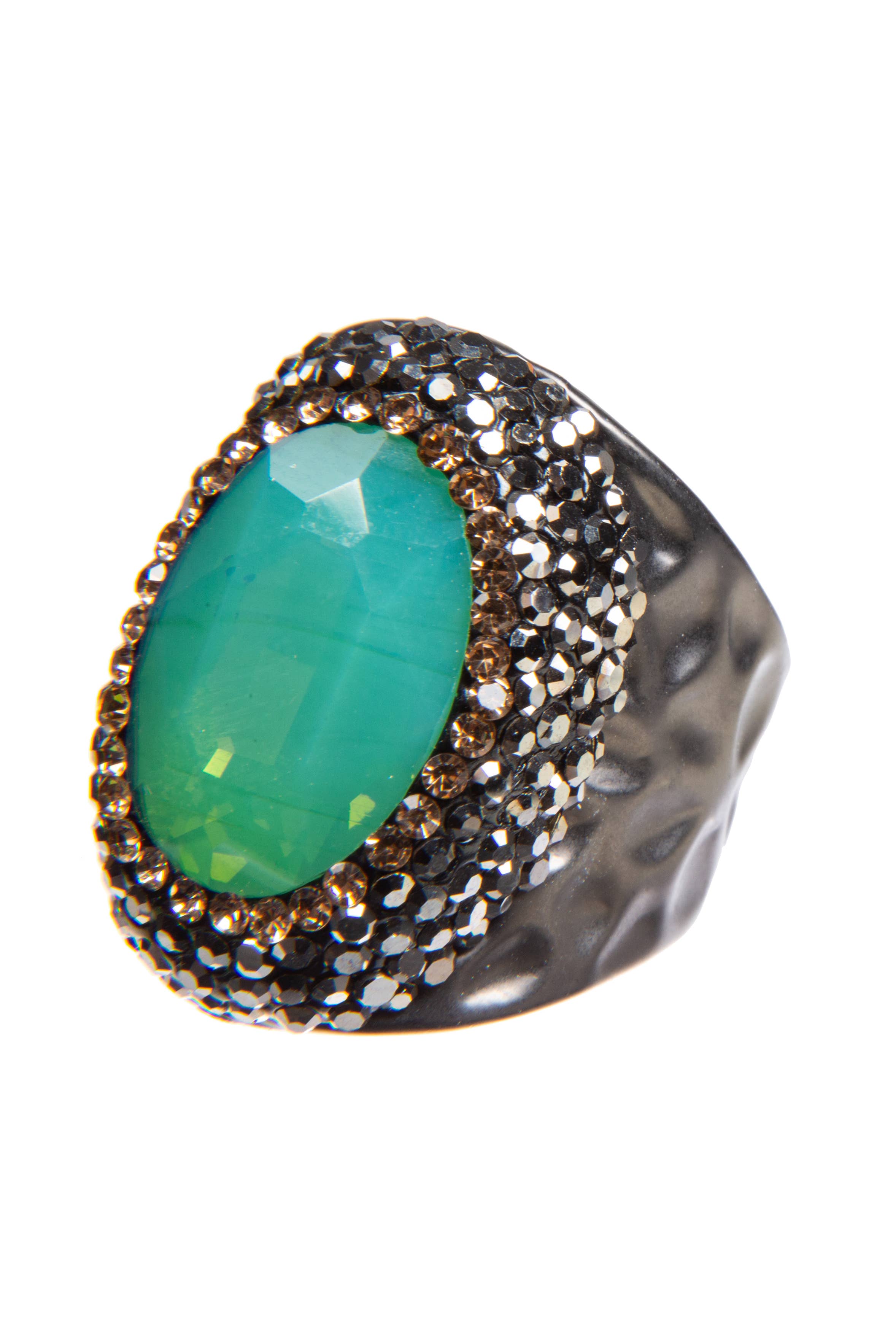 Ole - Vente Bague de cocktail/de cérémonie - Bagues en alliage avec strass opale R2531 - Opale verte0