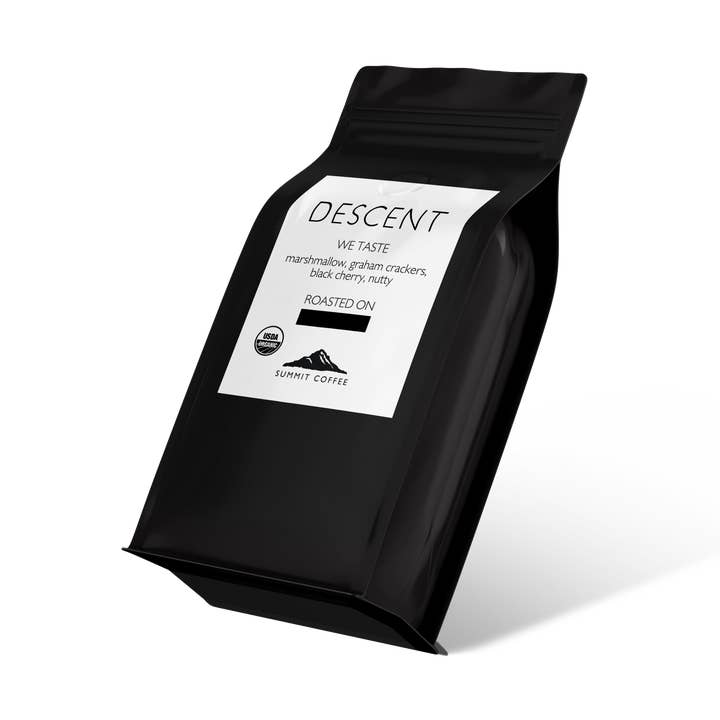 Mélange Descent biologique : café décaféiné en grains entiers (5 livres) pour la vente par Summit Coffee