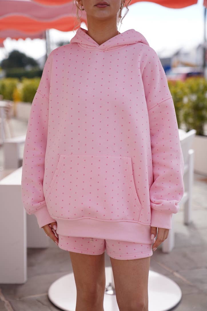 Sunkissed Coconut - Wholesale Hoodie - Women's - Light Pink Polka Dot Hoodie 100% Cotton12