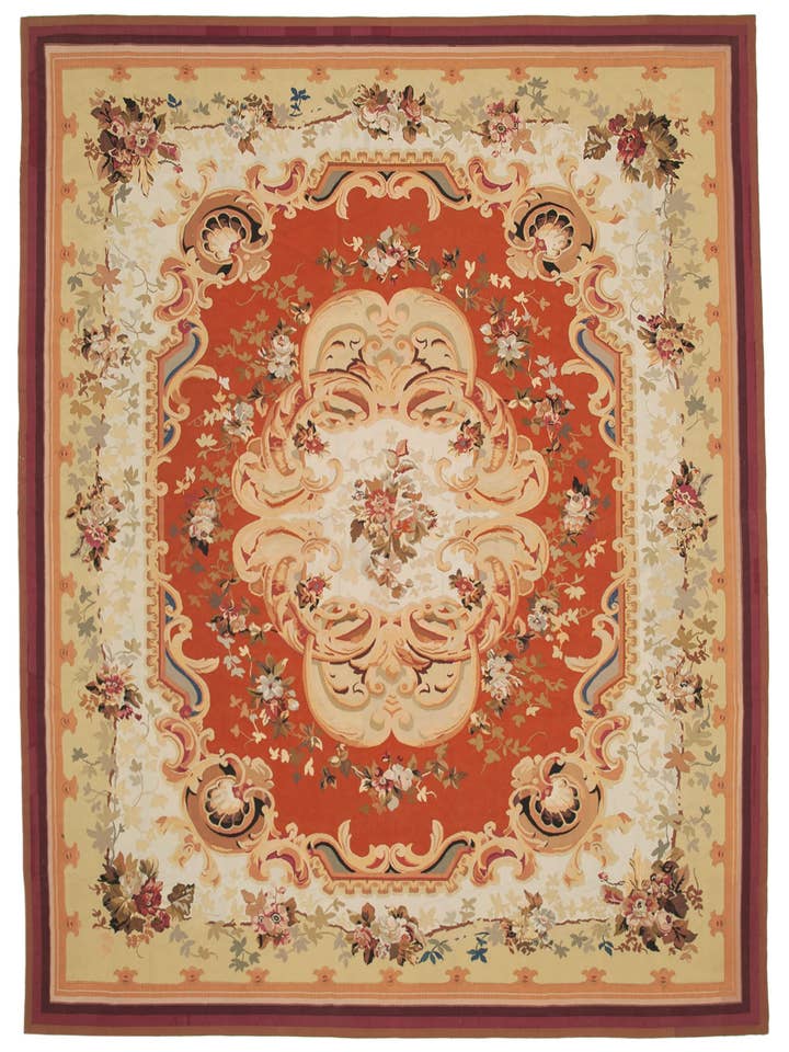 Kilim Aubusson Beige 10x14 - 29552 per la vendita all'ingrosso da parte di RUG N CARPET
