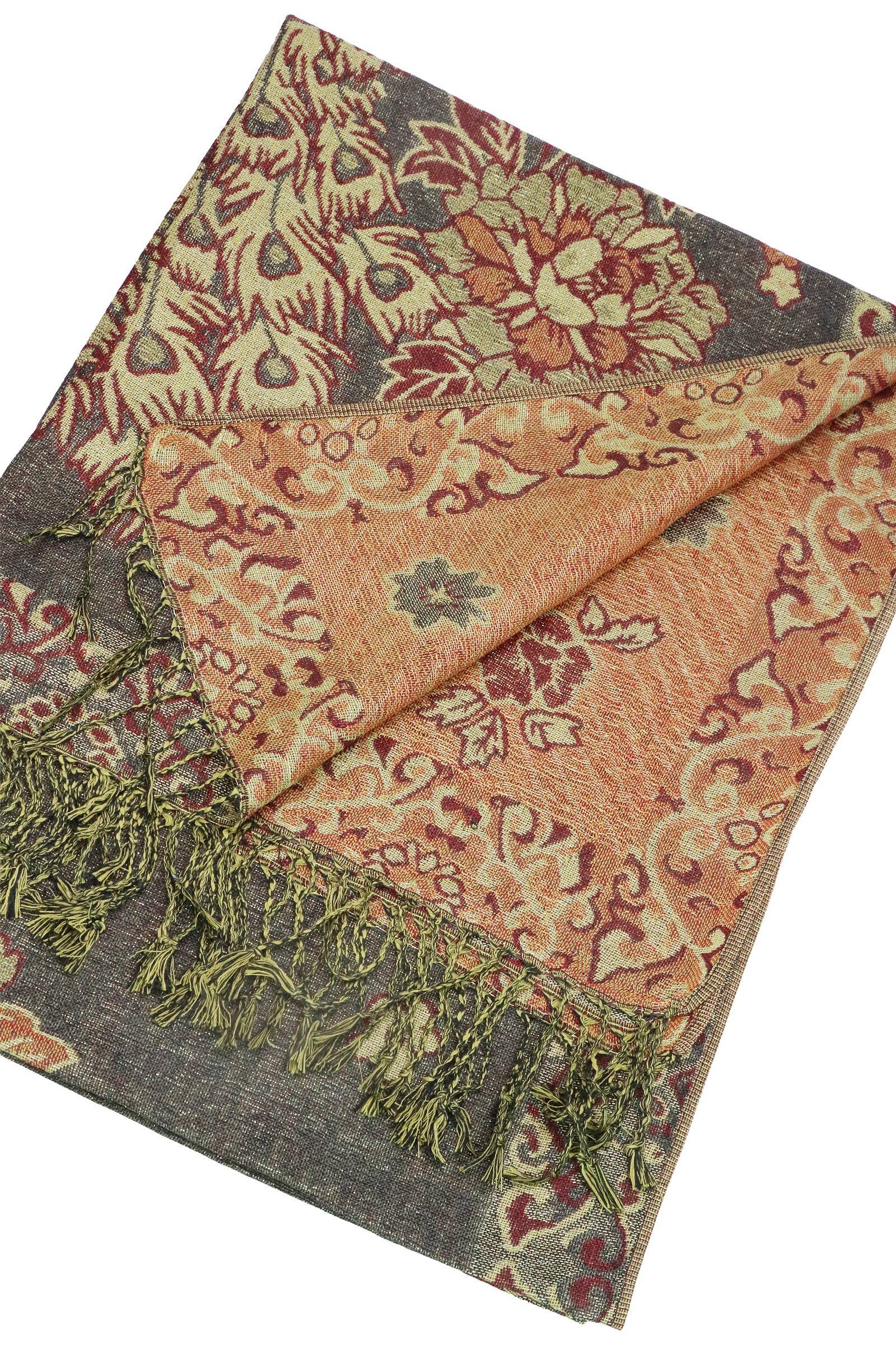 ASSORTED Peacock Peony Floral Metallic Pashmina Shawl Scarf for wholesale on Faire14