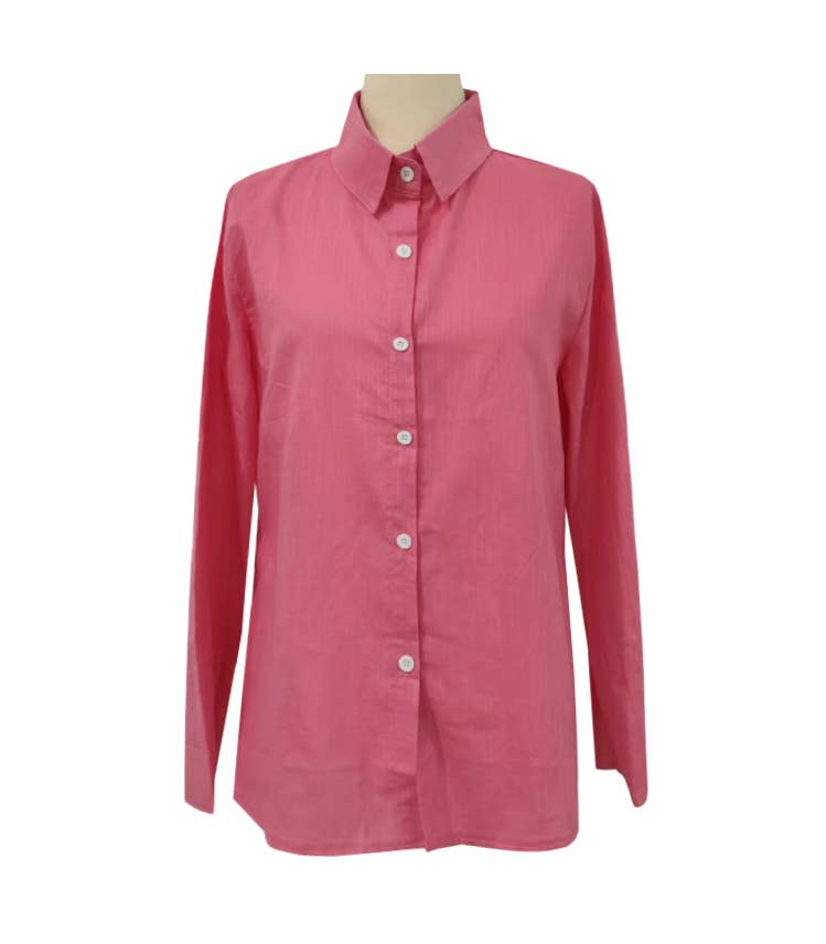 Rosa Clothing - Wholesale Shirt - Women's - Solid Color Casual Loose Long-Sleeve Shirt11