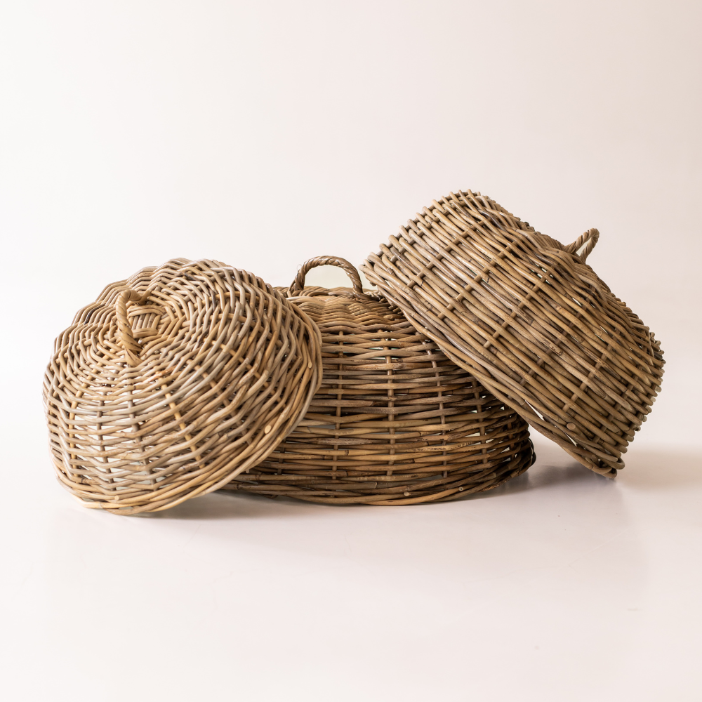 Basketly – wholesale Food storage container – Rattan Cloche Dome Food Cover9