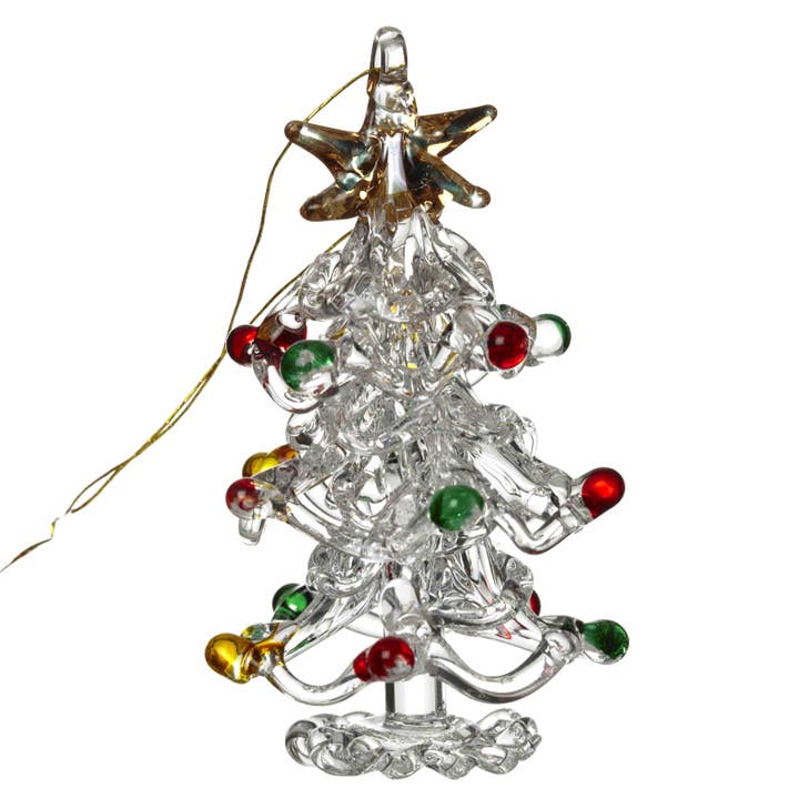 Heaven Sends – wholesale Ornament – HANGING GLASS XMAS TREE W/COLOUR BAUBLES