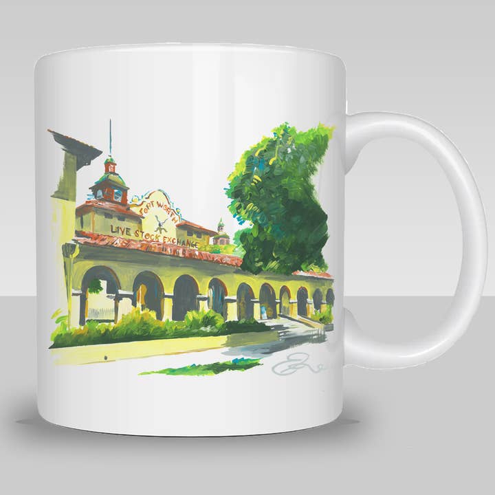 Fort Worth – Tasse à café de la Bourse du bétail pour la vente par Eric Hanson Artwork
