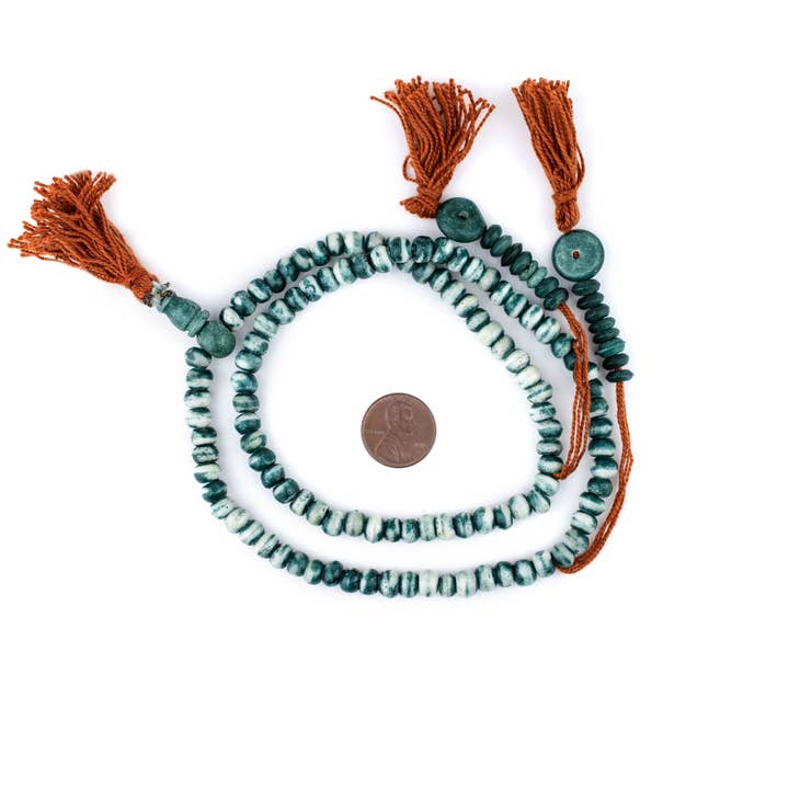 6mm Green Rustic Bone Mala Beads for wholesale by The Bead Chest