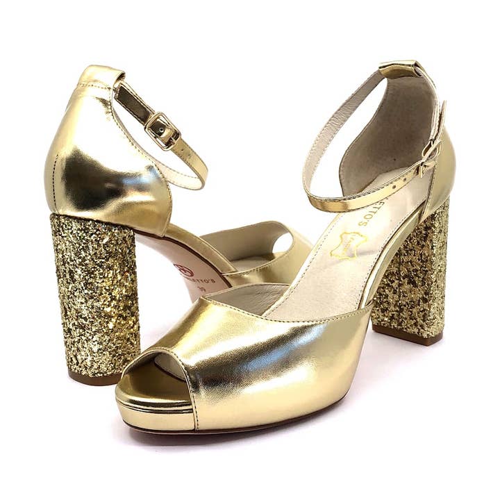 Blokhæl Glitter Kigge Sandaler - Ayan By Scarlettos for engroshandel hos SCARLETTOS