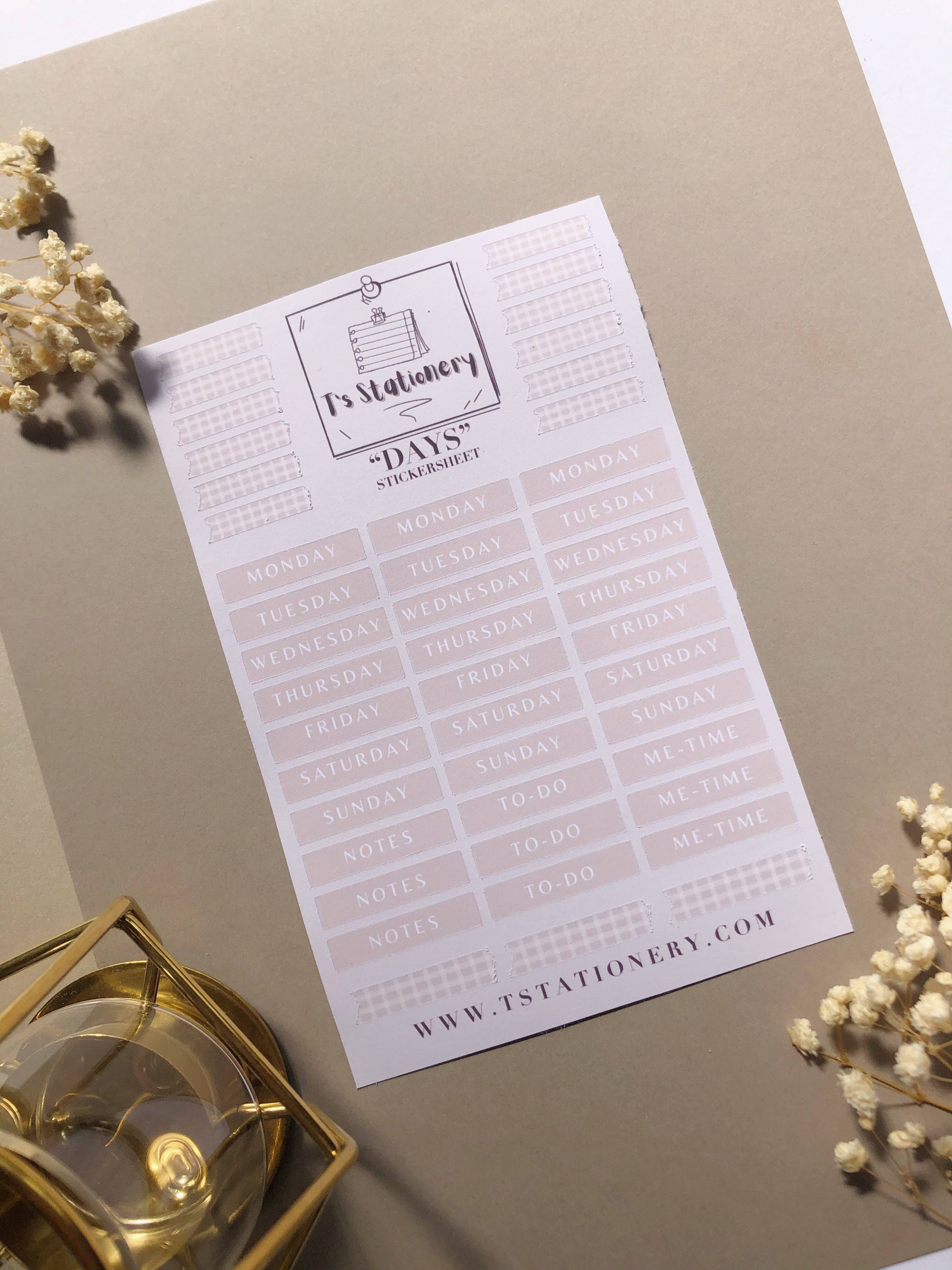 T's Stationery - Wholesale Planner - "Weekly Planner"  Sticker Sheet1