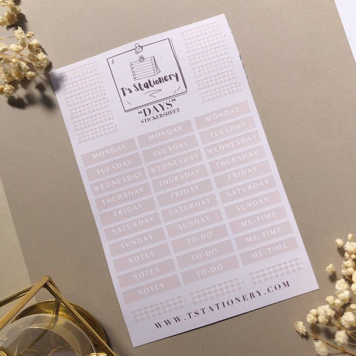T's Stationery - Wholesale Planner - "Weekly Planner" Sticker Sheet1