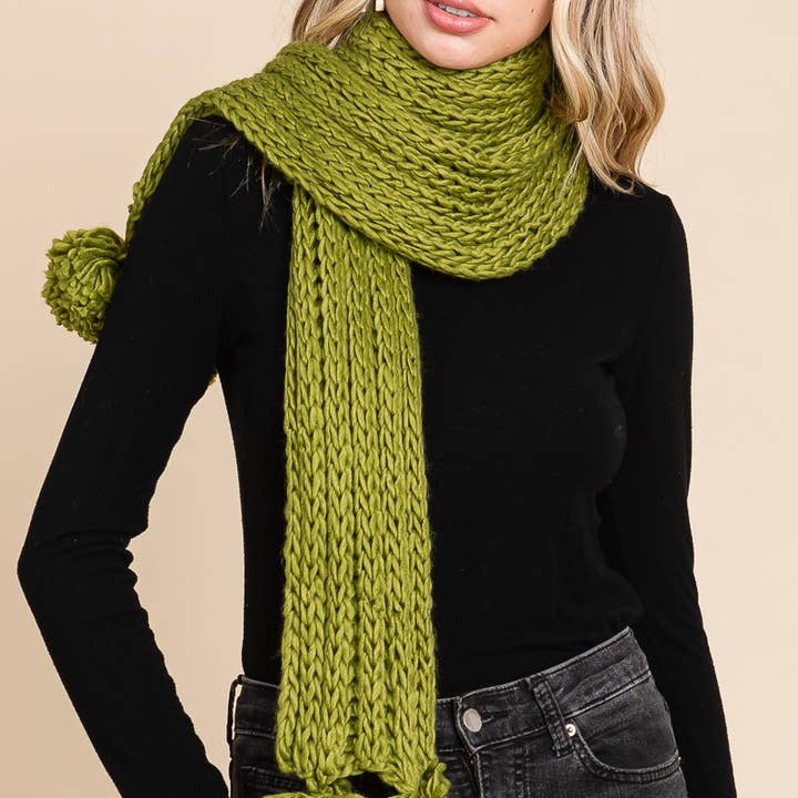 Olive CHS-0724-3 - KNITTING SCARF= for wholesale on Faire