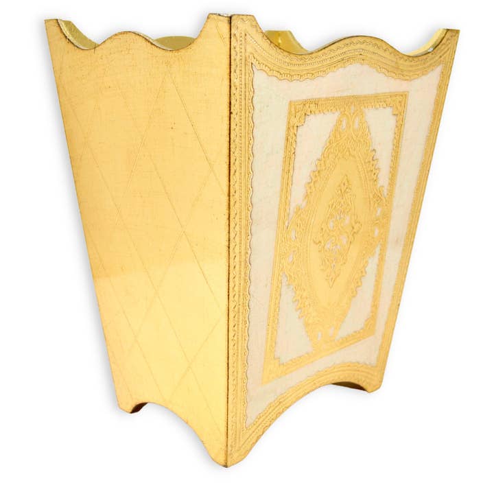 Via Graceffo - Wholesale Trashcan/Trash Bin - Italian Florentine Waste bin, Cappuccino & Gold, Made in Italy4