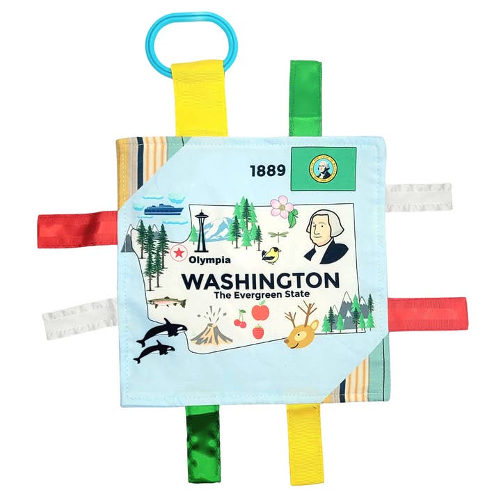 Washington State Baby Crinkle Tag Square 8"x 8" Toy for wholesale by Baby Jack and Company