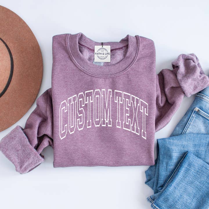 Faith & Life Christian Brands - Wholesale Graphic Sweatshirt - Women's - Custom Town Name Varsity Letter Local Pride Sweatshirt26