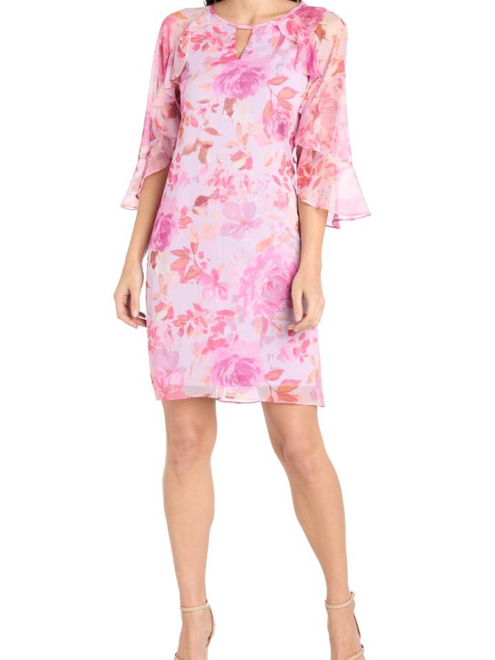 RM Richards Lavender Rose Flower Print Dress for wholesale by New Yorker's Apparel