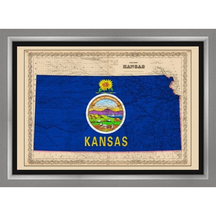 Carte des couleurs du Kansas pour la vente par Picture King