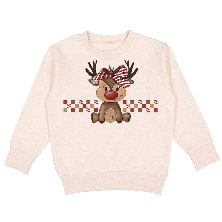 Girly Reindeer Crew Sweatshirt, naturlig (småbørn, unge, voksne) for engroshandel hos Micro Me
