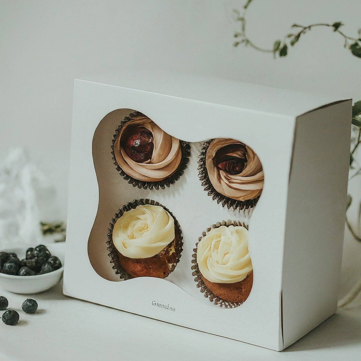 Tennessee IMPEX - Wholesale Cupcake/Muffin Pan - Cupcake Boxes with insert for 4 Pastries (6x6x3 in) White0