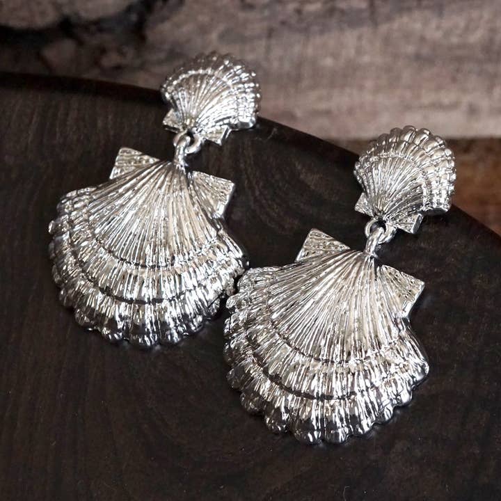 Sea Life Coastal Shells Earrings – Silver Tone for wholesale by PennyLine inc
