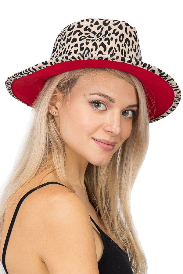 Cap Zone - Wholesale Fedora - Women's - Leopard Red Bottom Fedora14