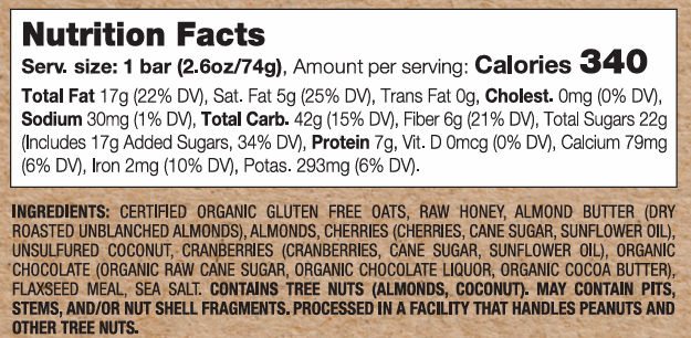 Owl Energy Bar - Wholesale Snack Bar - Cherry Almond OWL Energy Bar (Case of 24)3