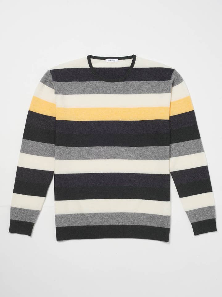 Hand and Jones – wholesale Knitted jumper – Men′s – Cashmere Stripe Sweater7