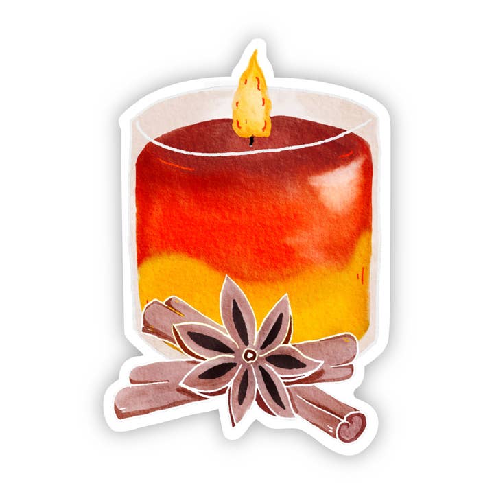 Scented Candle Watercolor Fall Sticker for wholesale by Big Moods