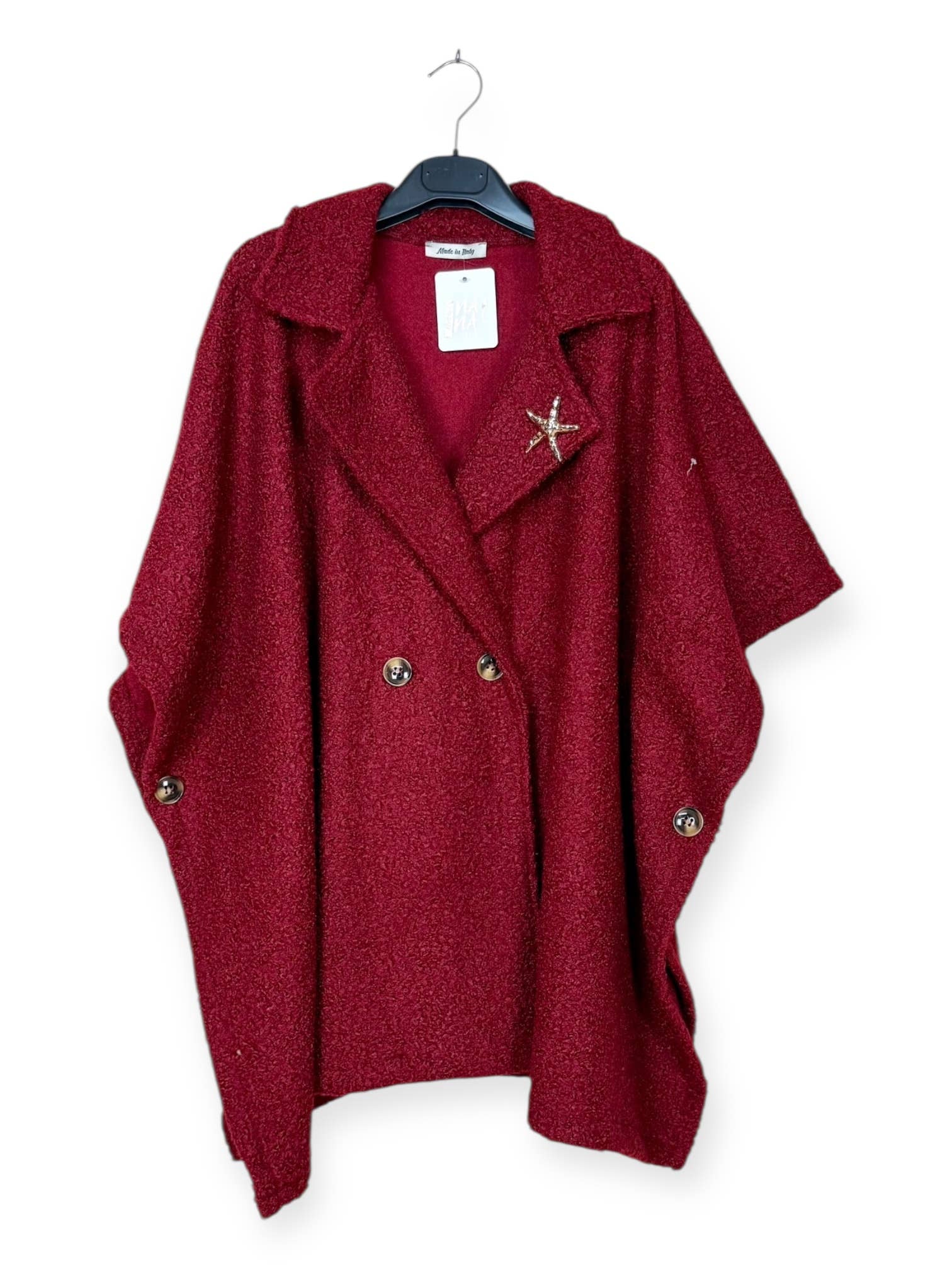 Lucky Nana - Wholesale Coat - Women's - AH 25101 - Double-Breasted Poncho Coat with Brooch18