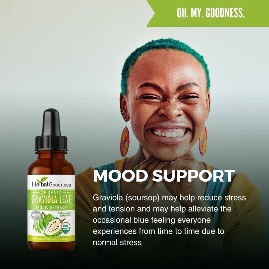 Herbal Goodness - Wholesale Oral Supplement/Vitamin - Graviola (Soursop) Leaf Extract - Organic - Liquid 1oz - 15X Strength - Immunity, Cell Support & Stress Relief - Herbal Goodness6