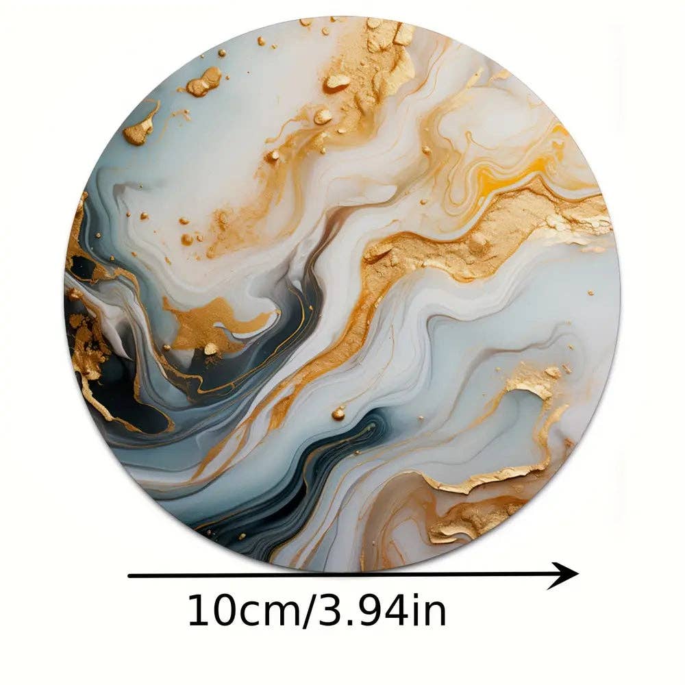 Huis Van Merken - Vente Sous-verre - Ensemble de 6 dessous de verre en bois imprimés marbre blanc et doré2