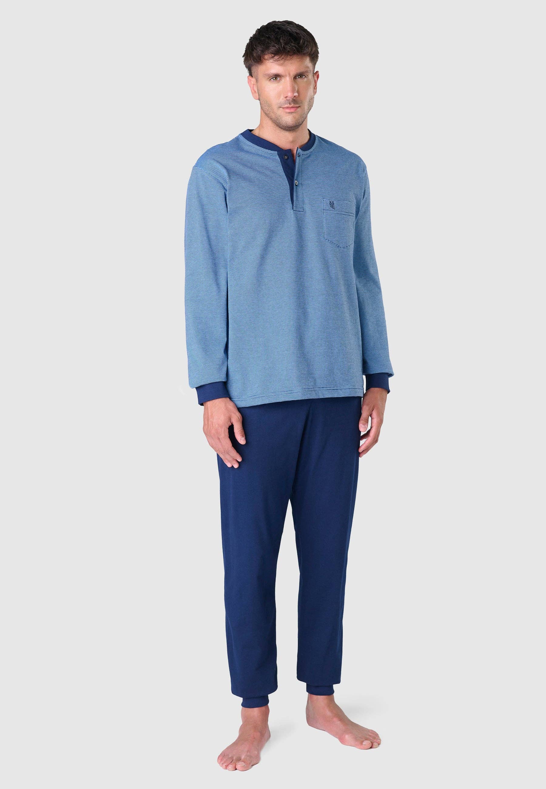 Men's Winter Premium Quilted Pajamas - Blue 55026 for wholesale on Faire1