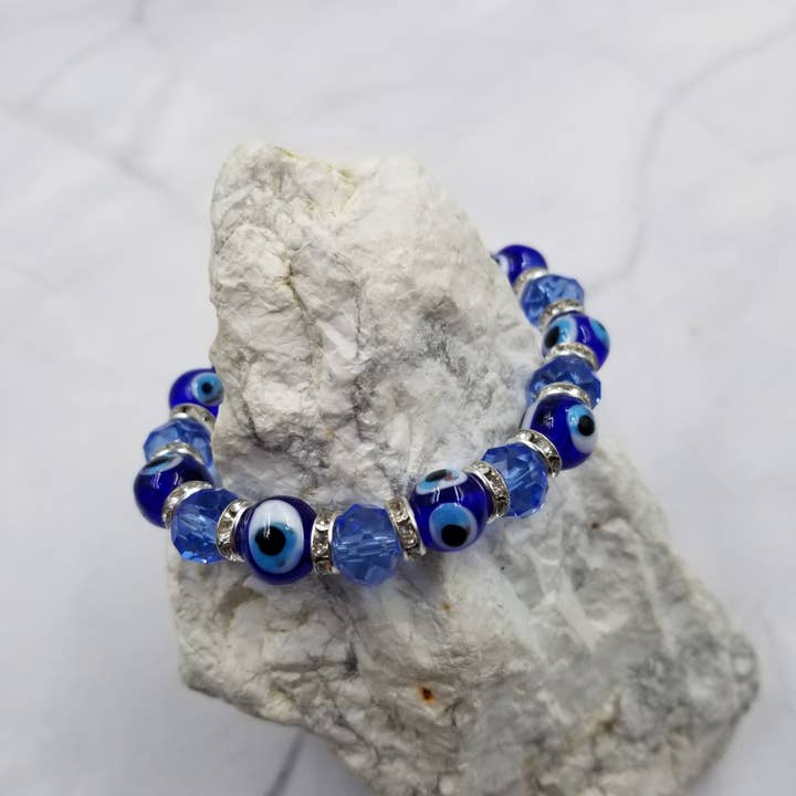 The Pretty Jewellery - Wholesale Beaded Bracelet - Evil Eye Crystal Stone Beads Bracelets