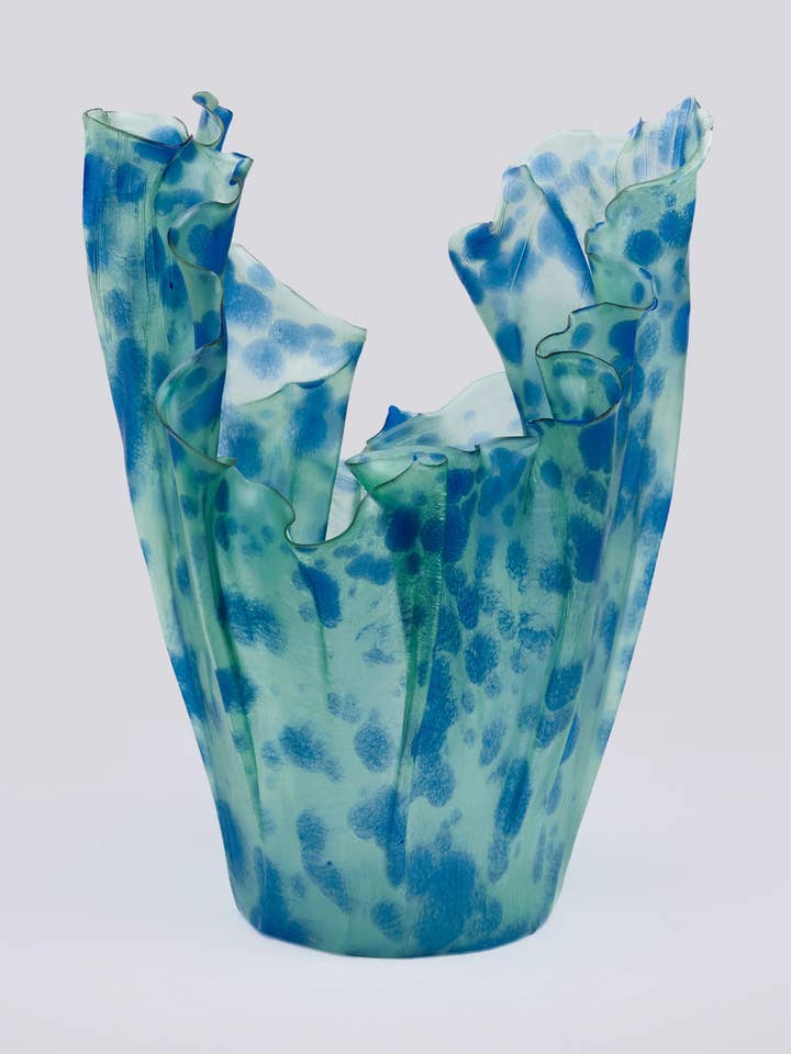 AB01 Vessel - Turkooisgroen en blauwe stippen - Maat L voor wholesale door C.D.L.