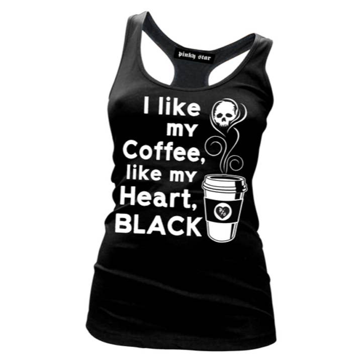 I LikE MY COFFEE LIKE MY HEART, BLACK Gothic, Graphic Tee for wholesale by Pinky Star