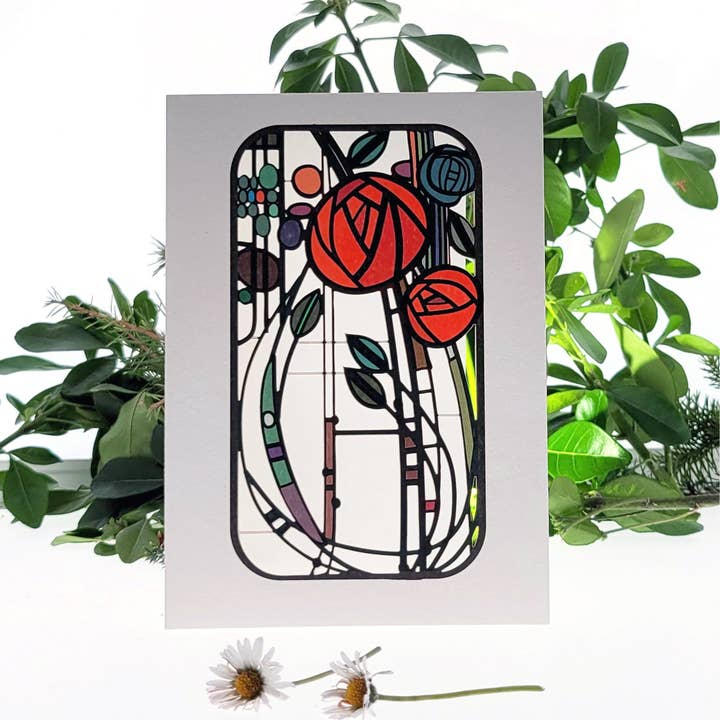 Forever Cards Ltd - Wholesale Everyday Greeting Card - Rose Blank Rennie Mackintosh Style Everyday Greeting Card