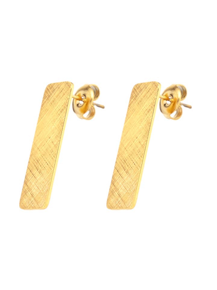 Ohrringe in rechteckiger Form aus gebürstetem Gold für den Großhandel von Cassette Barcelona